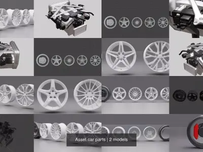 Asset car parts 3D Model Pack