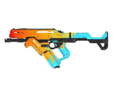 Weapon orange and grenade launcher Free low-poly 3D model