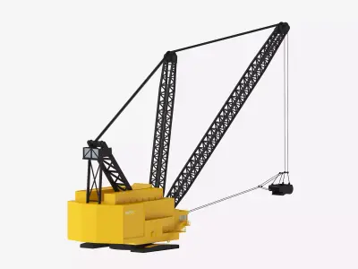 Excavator Dragline Crane 9020 Simplified Low-poly 3D model