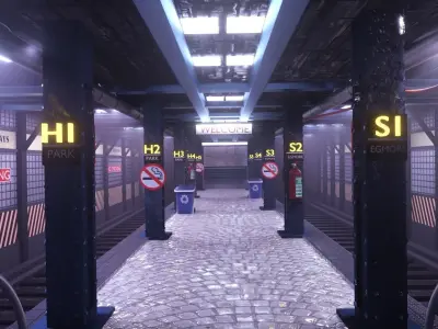 Subway station interior  Low-poly 3D model