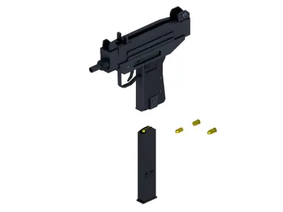 Lowpoly Micro Uzi Low-poly 3D model