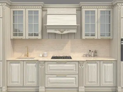 Ornate Victorian Style Kitchen Cabinet 2 3D model