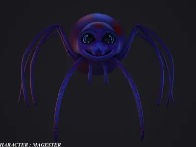 cartoon spider Low-poly 3D model