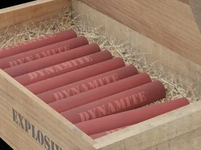 Dynamite Explosive Box Open Low-poly 3D model