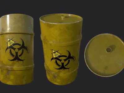 barrel two biohazard barrels 3D model