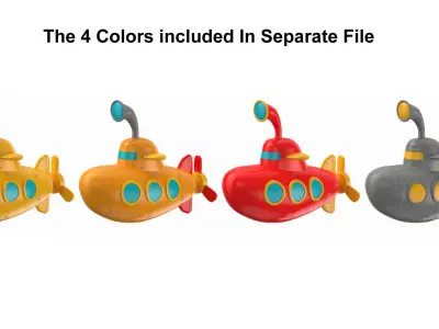 Cartoon Submarine Orange 3D model