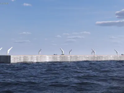 Seasight Davits Cranes Installed in Ship Dry Dock 3D model
