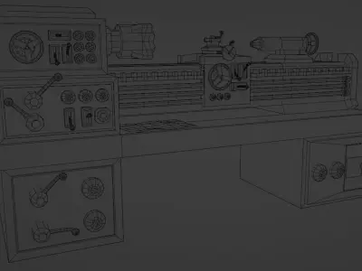 Game model of the Old Lathe Free low-poly 3D model