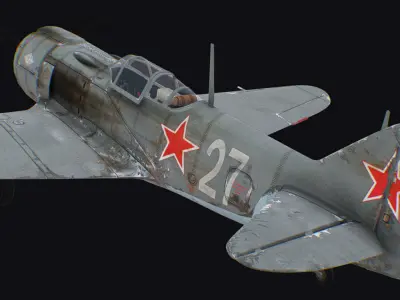 Lavochkin La-5 La-5FN Fighter Bomber Russian USSR Aircraft Low-poly 3D model