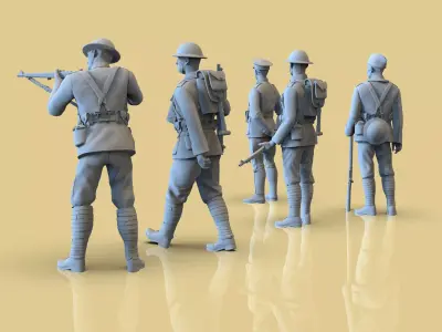 WW1 US Soldiers 3D Models Pack  American Infantry STL  3D print model