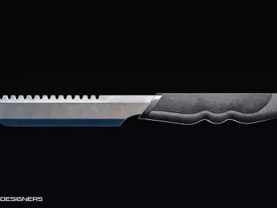 Chopper - Military combat Knife Low Poly PBR 3D Model Low-poly 3D model