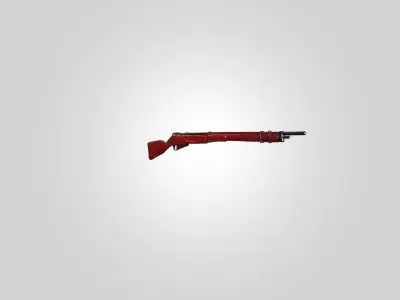 Vintage Bolt Action Rifle 3D Model with Wooden Stock 3D model
