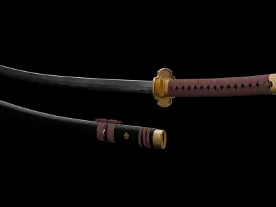 Katana Low-poly 3D model 14