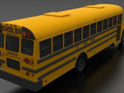 B-Series B-800 School Bus 1985 Low-poly 3D model