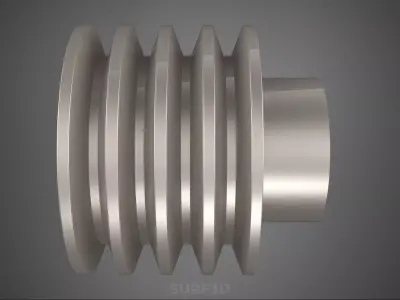 STANDARD 4 FOUR QUADRUPLE GROOVE TRACK PULLEY SHEAVE WHEEL BELT 3D model