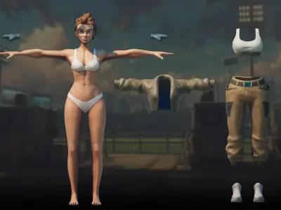 Stylized Casual Adventure Characters Low-poly 3D model