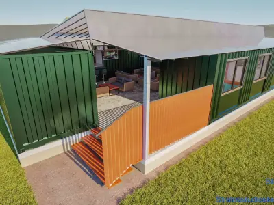 Container House Bar Low-poly 3D model