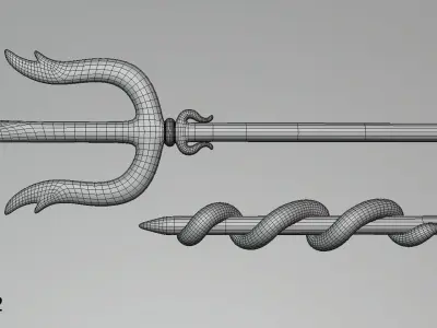 Hololive Gawr Gura Trident Low-poly 3D model