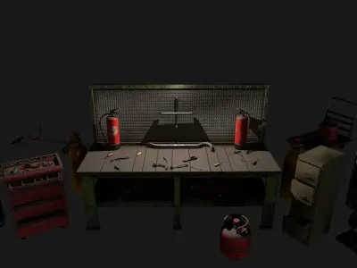 Garage set of wrenches Low-poly 3D model