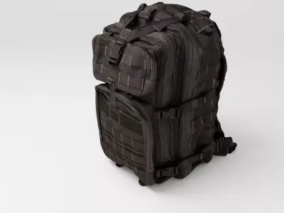 Black Tactical military backpack for soldiers 3D model