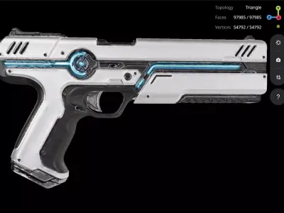White Pistol 3D model