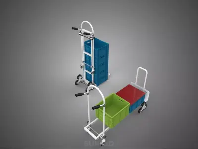 TRI 3 WHEEL STAIR CLIMBING HAND TRUCK TROLLEY CRATE CART RACK UP 3D model