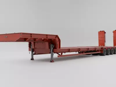 Lowboy Trailer Realistic Industrial Low-poly 3D model