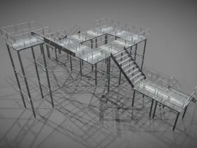 Modular stairs and gantry Low-poly 3D model