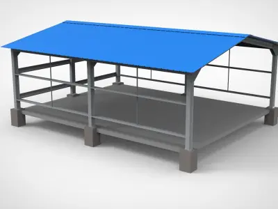 Industrial Metal Hangar 3D model 3