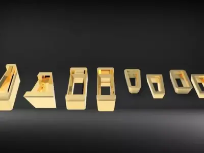 Various Baguette Heads Findings Earrings nose rings styles 3D print model