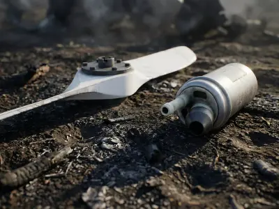 Torn off parts of the Shahed drone after its crash Low-poly 3D model