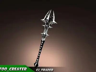 Magic Stick Mace Fantasy Low-Poly 3D Model Low-poly 3D model