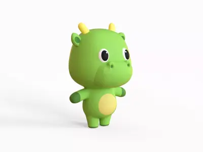 Cartoon Dragon - Chubby Animal Rigged Low-poly 3D model