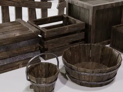 Wood Asset Pack Low-poly 3D model