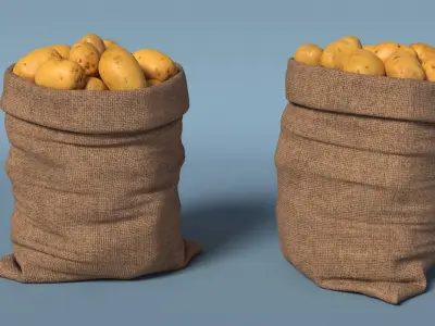  Open Storage Sack With Potatoes 
