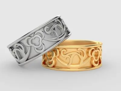 2 Part Filigree Wedding-Band  3D print model