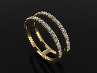 DOUBLE DIAMOND ROW BAND RING SIZE 6 3D print model