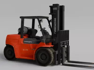 Forklift game asset Low-poly 3D model