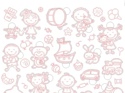 Laser Cut Puzzle Cartoon Kids Toys DIY Montessori 3D model