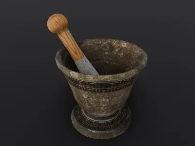 Mortar and Pestle 3D Model Low-poly 3D model