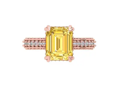 Emerald Art Deco Ring 3D print model 38
