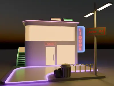 Cyberpunk Liquor Store Low-poly 3D model