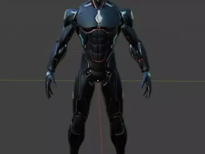 armored suit black color with red strips villain look Low-poly 3D model