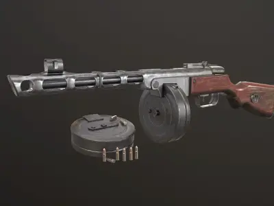 PPSh-41 submachine gun Low-poly 3D model buy