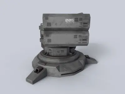 Defense turret Low-poly 3D model Low-poly