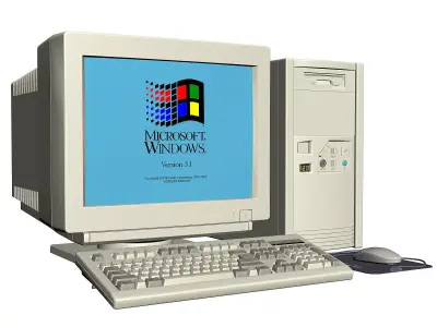 retro pc setup Low-poly 3D model
