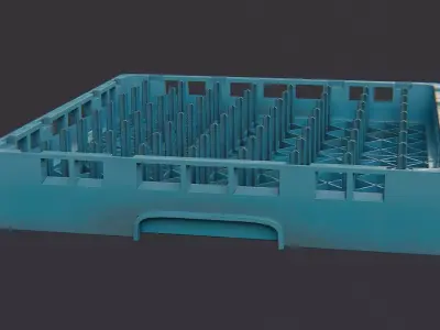 Blue plastic bar and kitchen dish rack Low-poly 3D model
