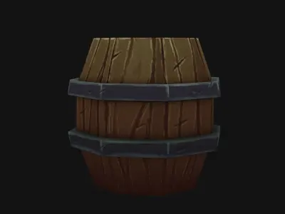 Wooden Handpaint Barrel for Games Low-poly 3D model