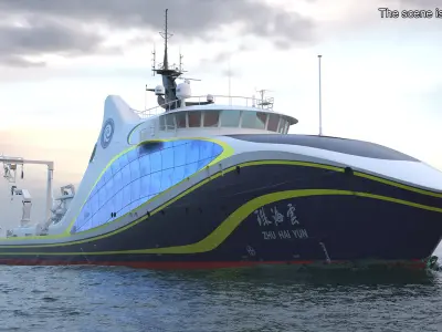 Zhu Hai Yun Ship with Underwater Drones on Board 3D model purchase
