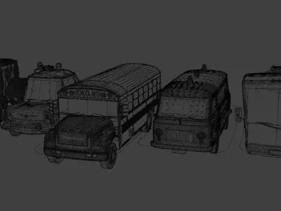 Rhymes Car Animated Five Cute Cartoon Vehicles 3D model
